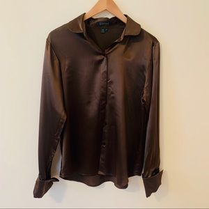 Lauren Ralph Lauren 100% Silk Button Down EUC 🤎